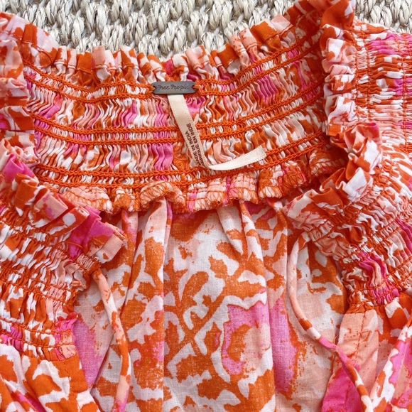 Free People Willow Printed Floral Smocked Blouse – Women’s Size Small - Picture 4 of 8